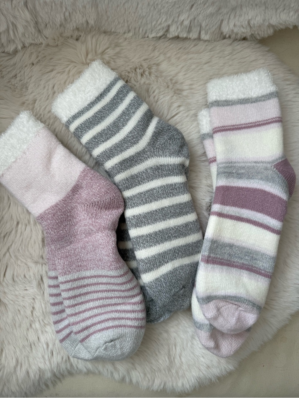 Three pairs of new cozy fuzzy Lemon brand socks